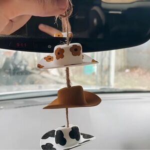 Cowgirl Cowboy Western Hat Hanging Car Mirror Accessories